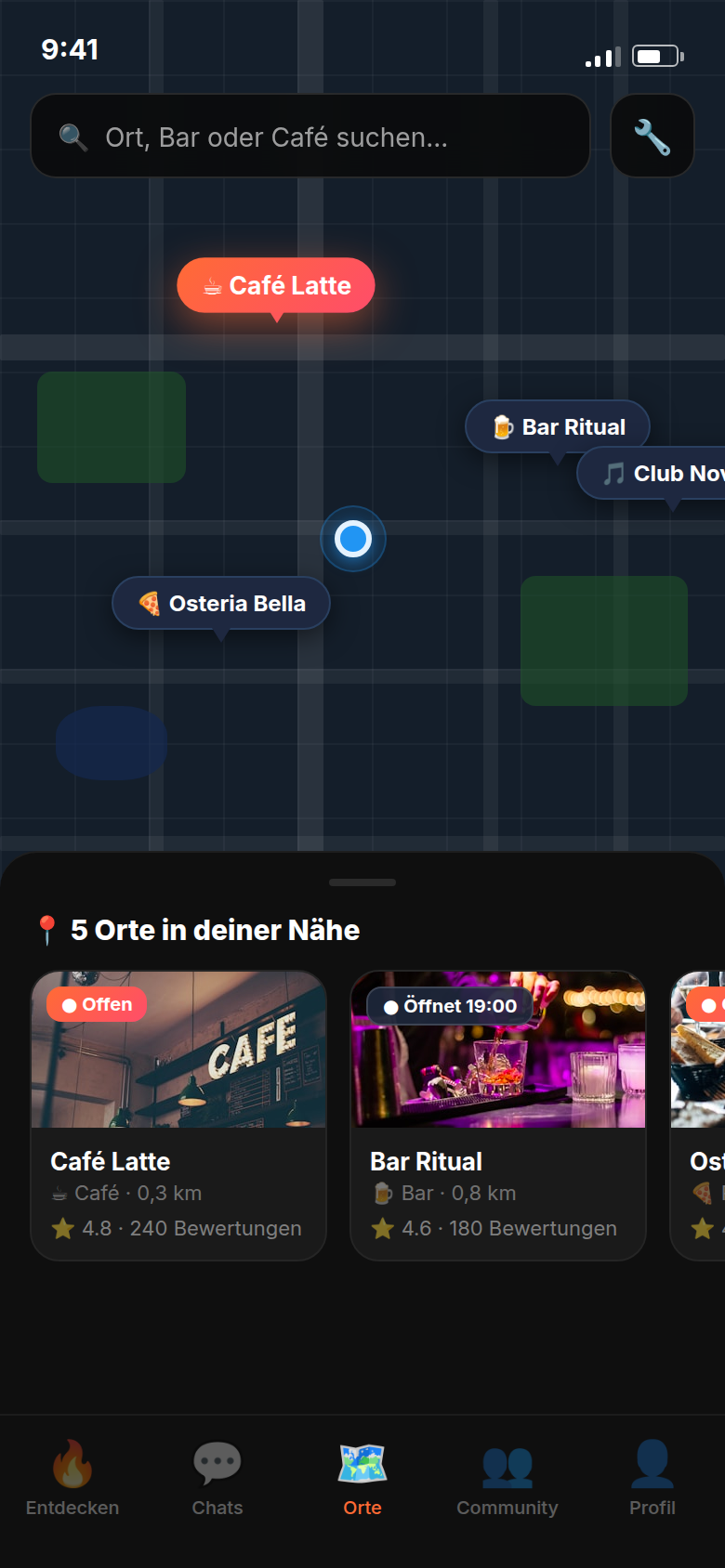 Karte mit Venues